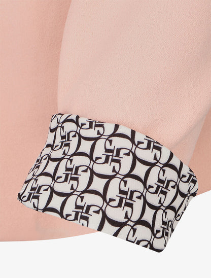 Blazer uni à revers imprimé alphabet - Rose - 3