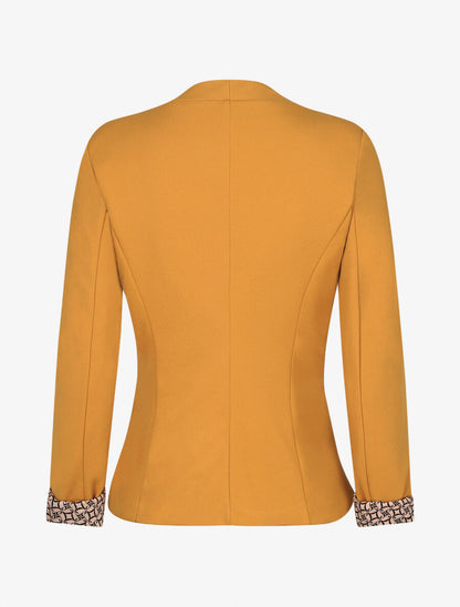 Blazer uni à revers imprimé alphabet - Jaune moutarde - 2