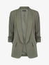 Blazer droit uni manches 3/4 froncées - Kaki - 1