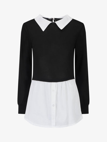 Pull à chemise superposée - Noir - 5