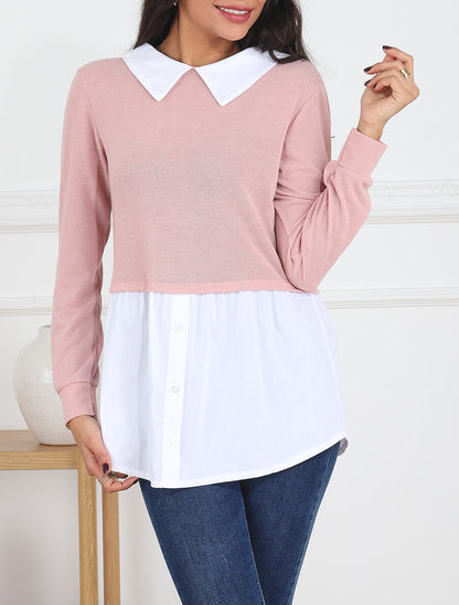 Pull à chemise superposée - Rose - 4