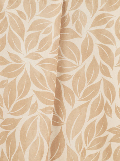 Top à mancherons col V imprimé feuilles - Beige - 3