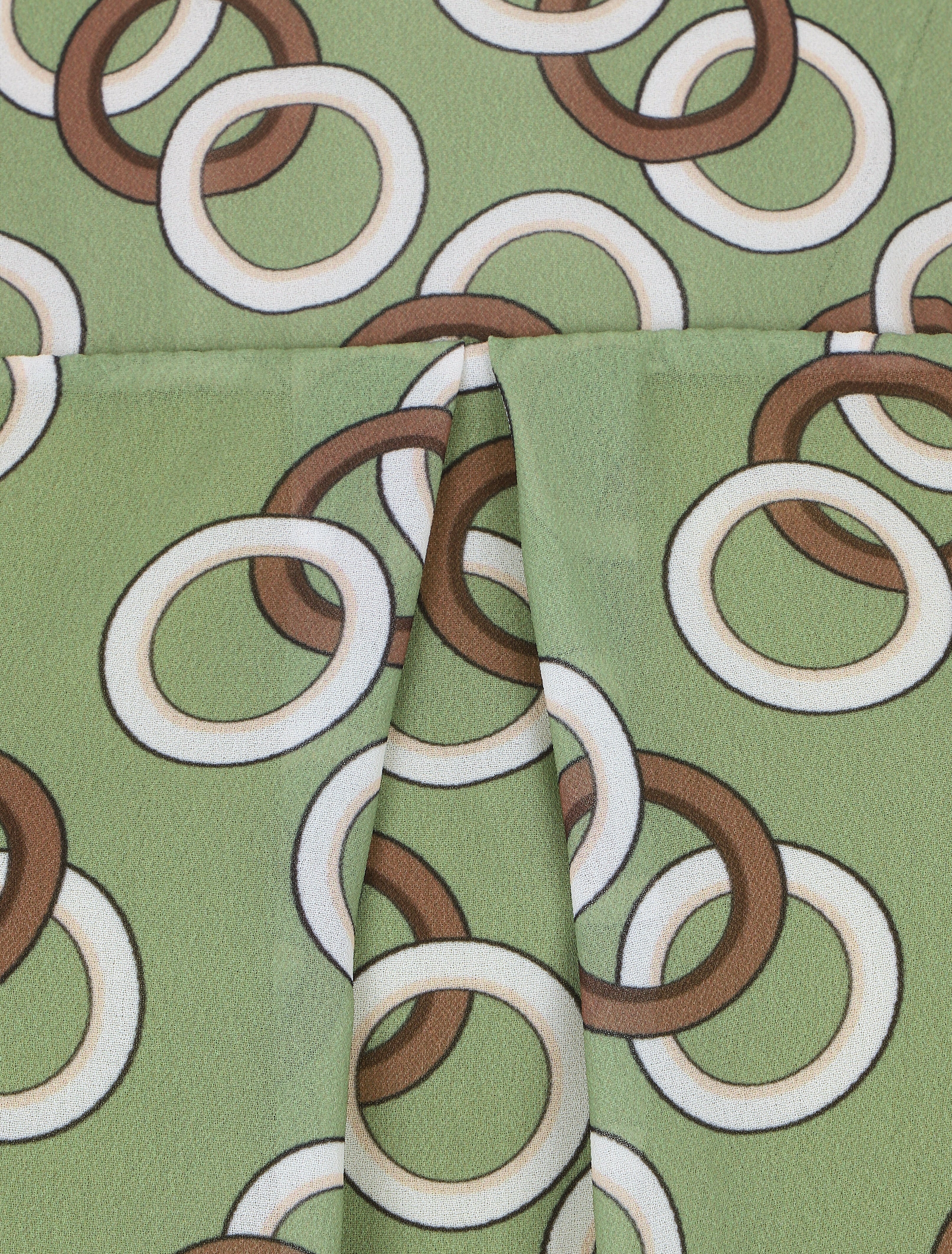 Blouse manches longues à col rond et imprimé anneaux - Vert amande - 3