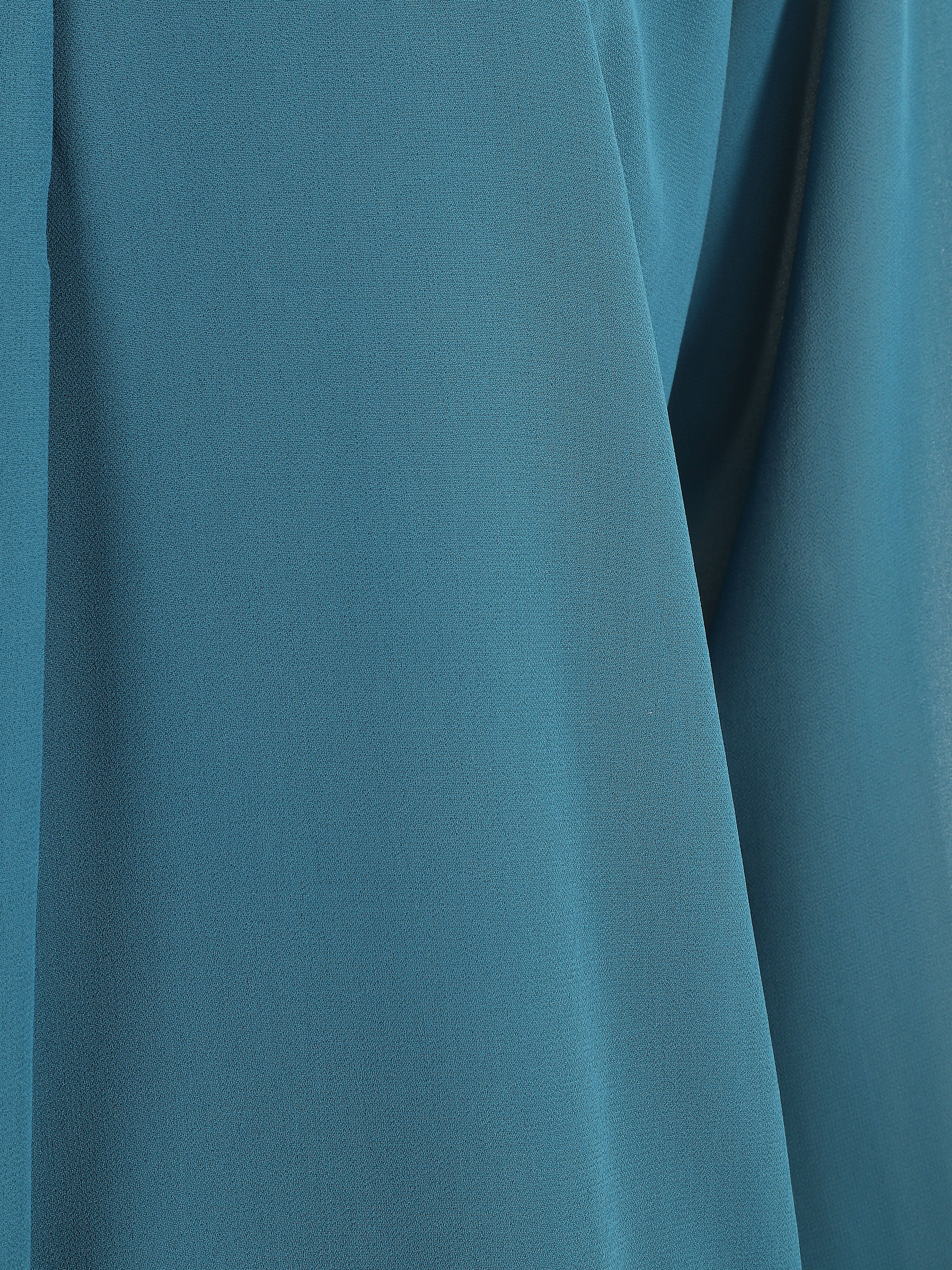 Blouse ample unie manches longues - Bleu canard - 3