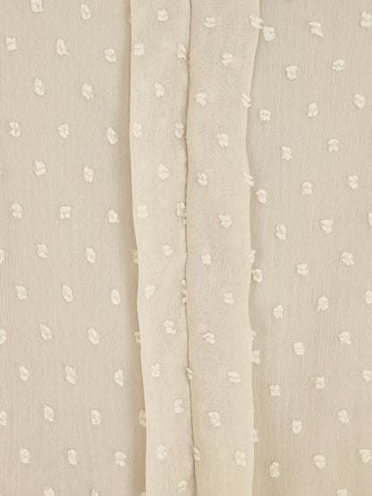 Top en plumetis à manches courtes et col V - Beige - 3