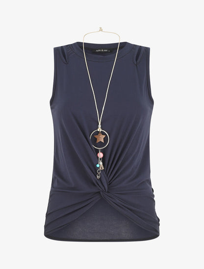 Top sans manches avec noeud - Marine - 1