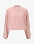 Blouse drapée unie à manches longues - Rose poudré - 4