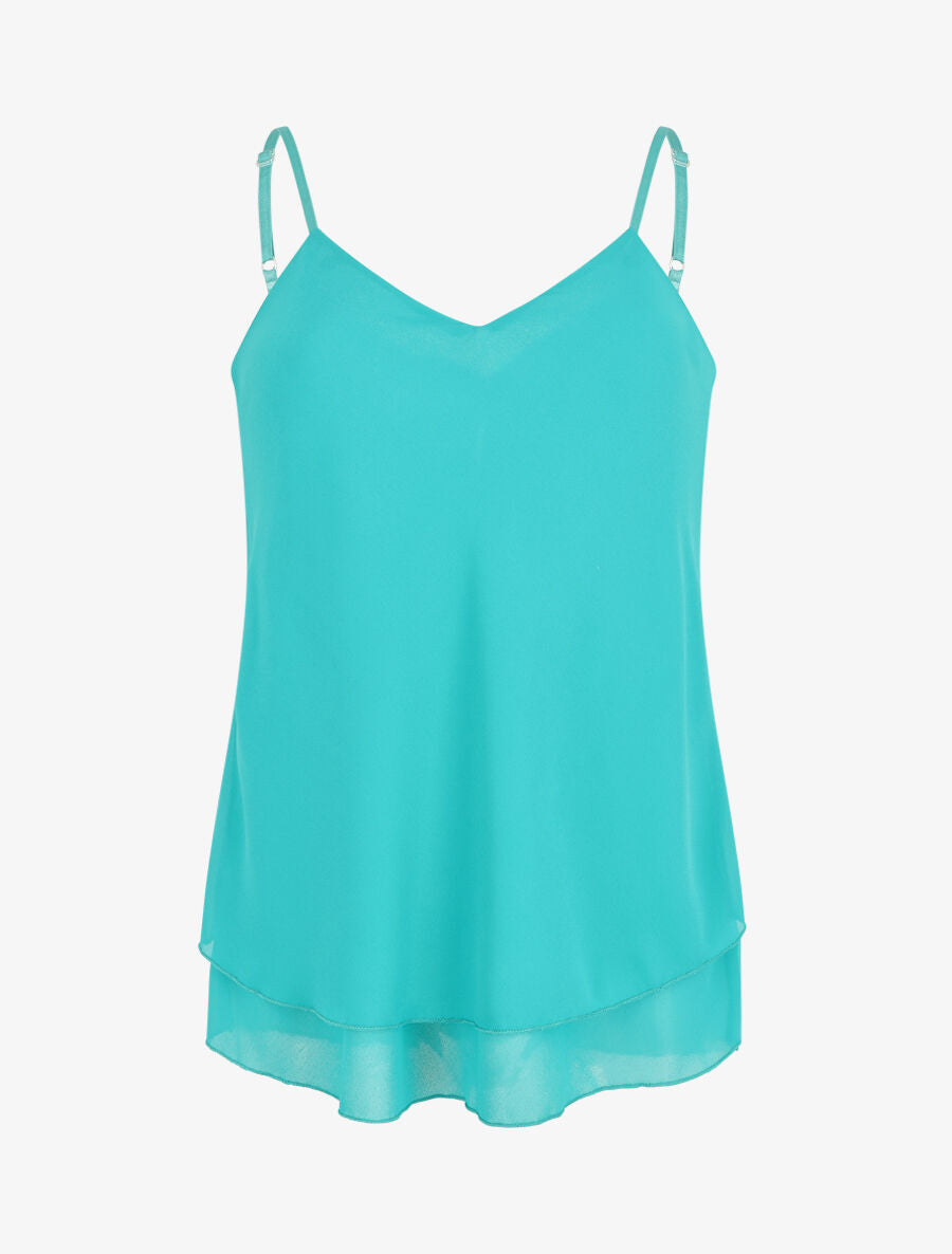 Caraco uni en voile superposé - Turquoise - 1