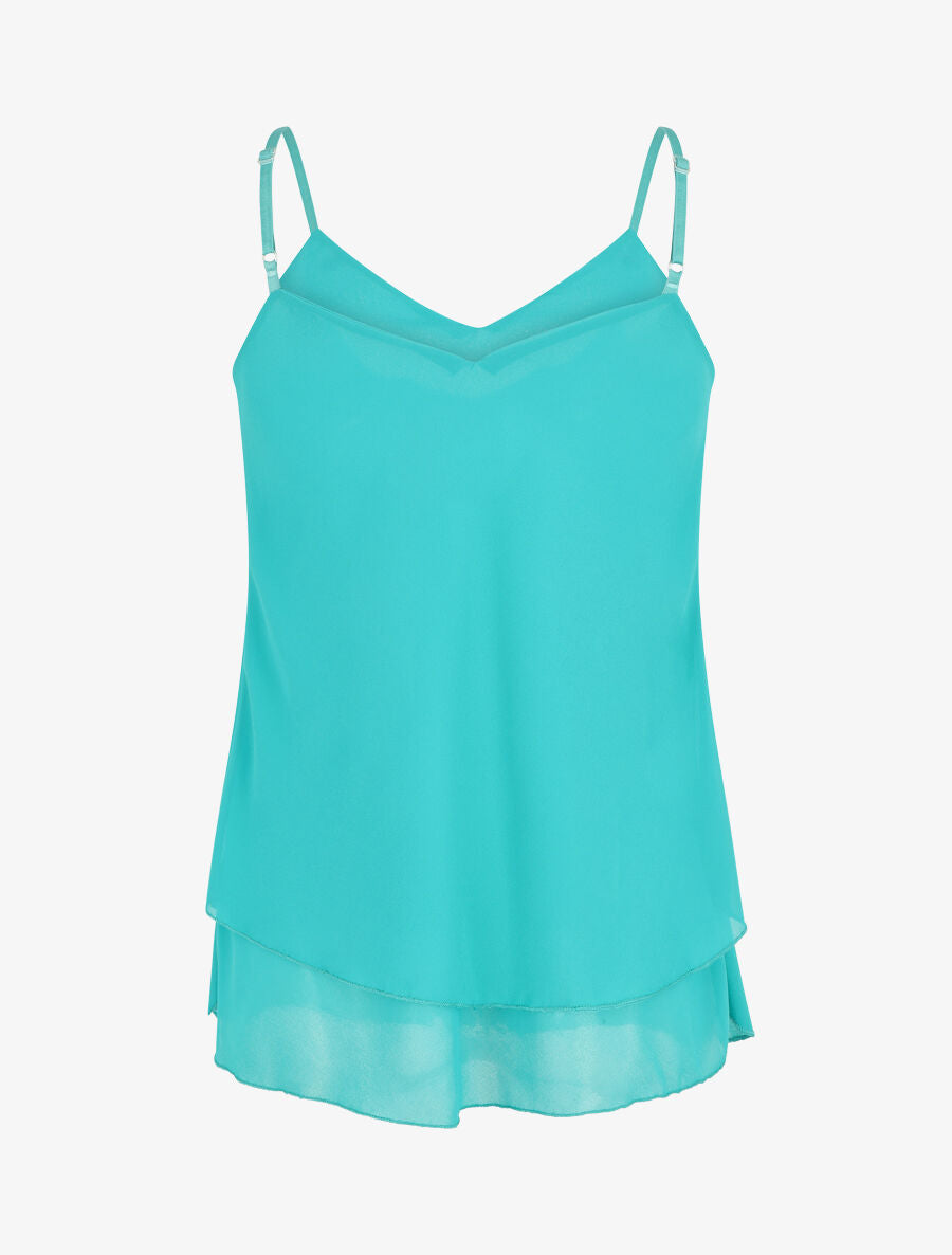 Caraco uni en voile superposé - Turquoise - 2