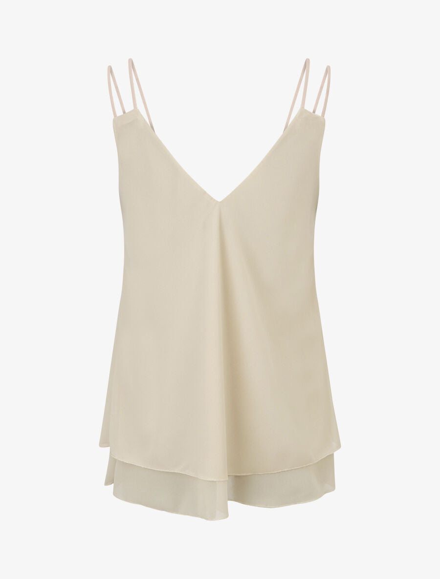 Top uni en voiles superposés - Beige - 2