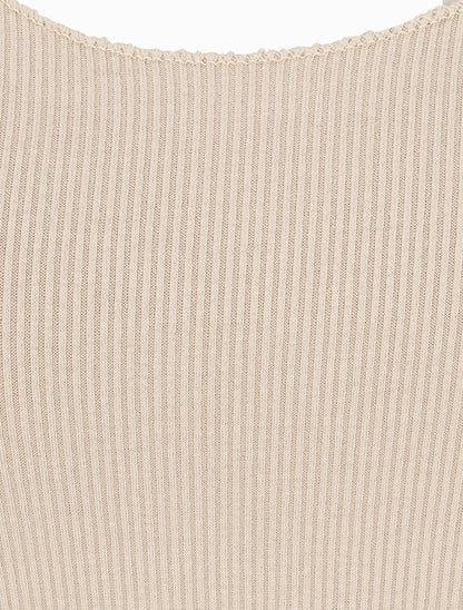 Débardeur côtelé coupe ajustée - Beige - 3