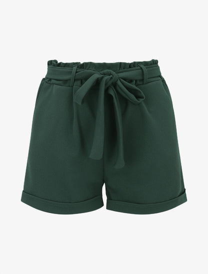 Short uni élastiqué à revers - Vert sapin - 5