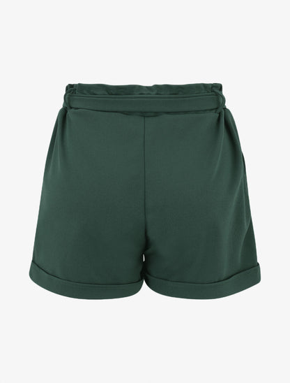 Short uni élastiqué à revers - Vert sapin - 2