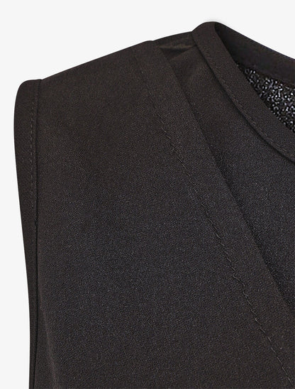Robe style portefeuille et bord fendu - Noir - 3