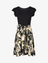 Robe évasée bi-matière imprimé graphique - Noir - 1