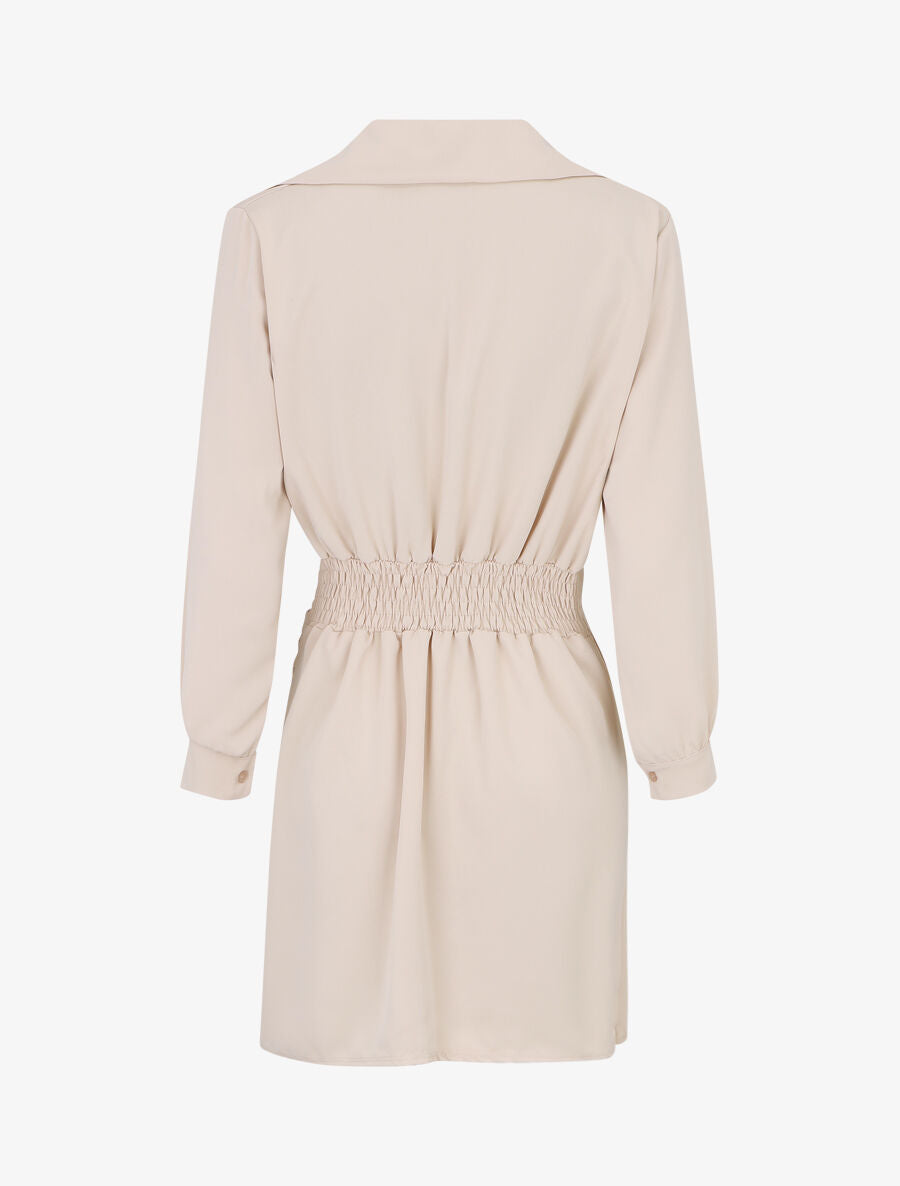 Robe courte élastiquée - Beige - 2