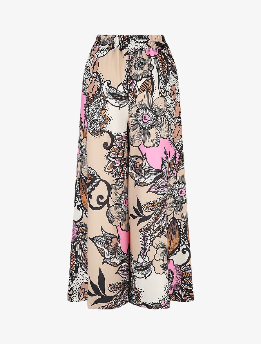 Pantalon ample fluide à imprimé fleuri - Beige - 2
