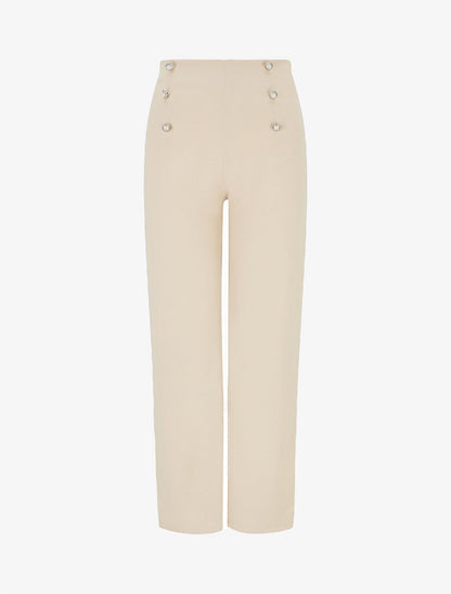 Pantalon fluide coupe droite - Beige - 5