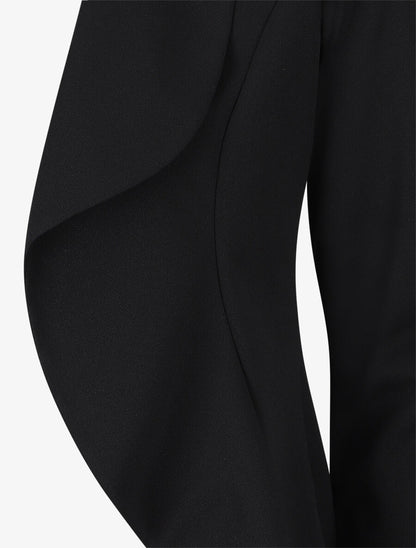Blazer uni à bords ondulés - Noir - 3