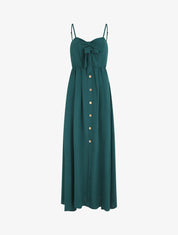 Robe longue unie boutonnée - Bleu canard - 1