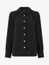 Blouse unie à manches longues - Noir - 1