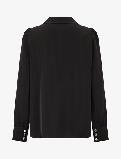 Blouse unie à manches longues - Noir - 2