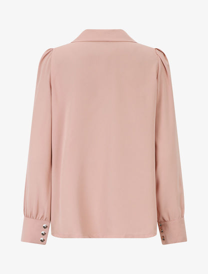 Blouse unie à manches longues - Rose - 2