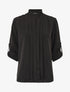 Blouse unie à manches retroussables - Noir - 5