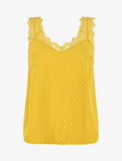Top uni sans manches texturé - Jaune - 5