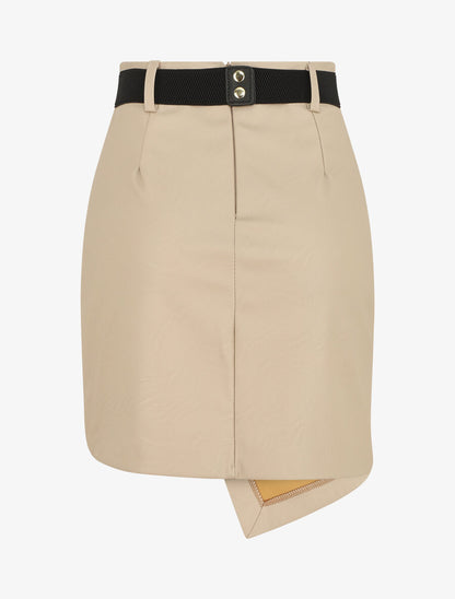 Jupe en simili effet portefeuille - Beige - 2