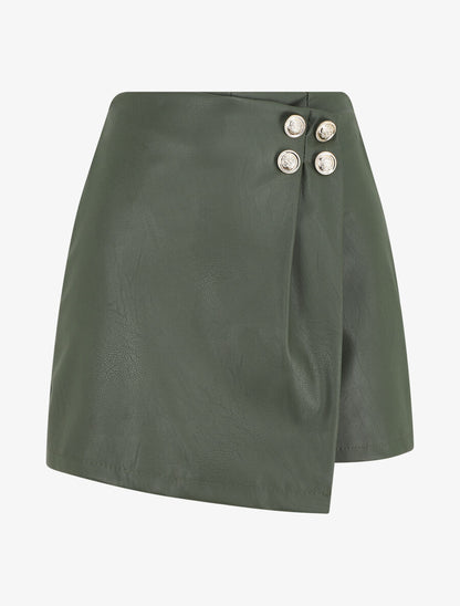 Short en simili style portefeuille - Kaki - 1