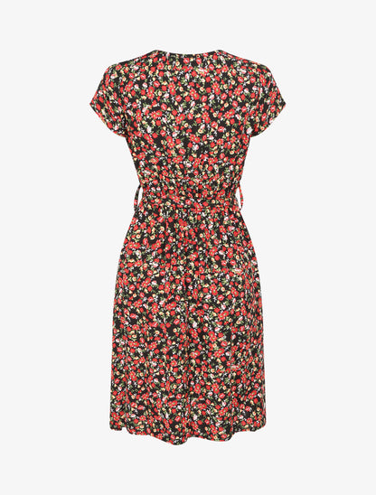 Robe fleurie à col cache-coeur - Noir - 2