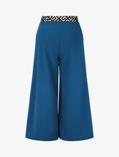 Pantalon ample uni fluide - Bleu canard - 2