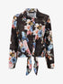Blouse à nouer imprimé fleuri - Noir - 1