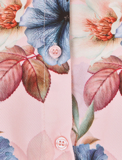 Blouse à nouer imprimé fleuri - Rose - 3