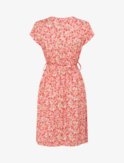 Robe fleurie à col cache-coeur - Rose - 2