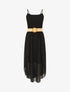 Robe longue unie à taille élastiquée - Noir - 4