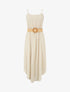 Robe longue unie à taille élastiquée - Beige - 1