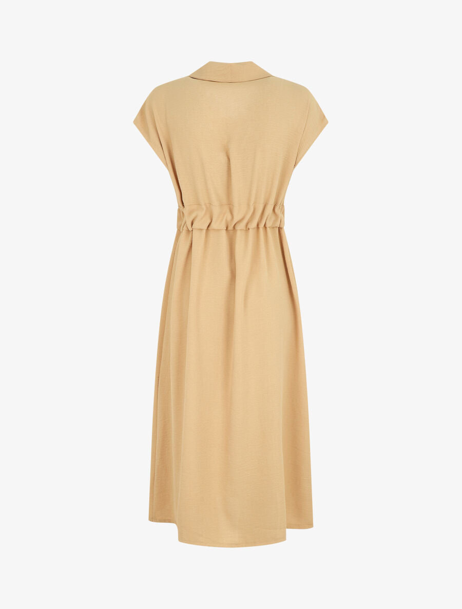 Robe longue style chemise à manches longues - Camel - 2
