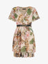 Robe évasée manches courtes imprimé fleurs tropicales - Beige - 4