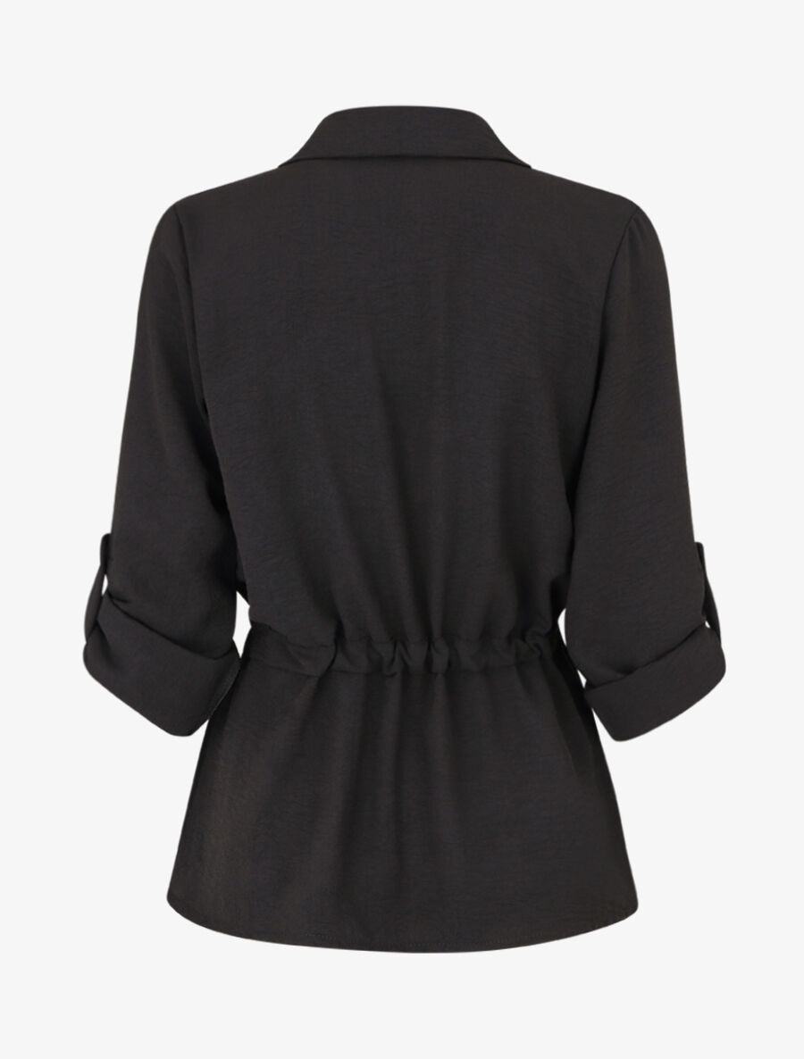 Chemise unie élastiquée - Noir - 2