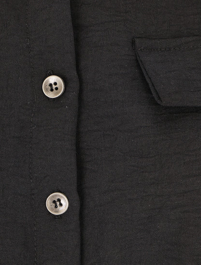 Chemise unie élastiquée - Noir - 3
