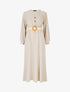 Robe longue évasée unie à manches longues - Beige - 1