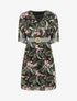 Robe imprimé tropical à taille élastiquée - Noir - 1