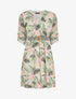 Robe imprimé tropical à taille élastiquée - Beige - 5