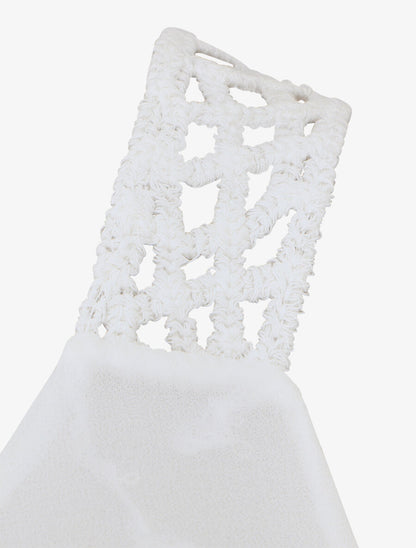 Top uni sans manches dos en crochet - Blanc - 3