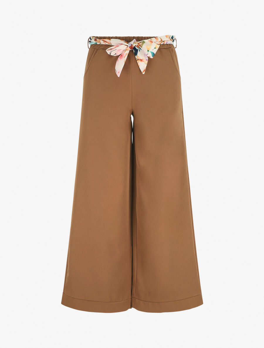 Pantalon ample à taille élastiquée - Camel - 1