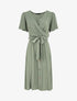 Robe mi-longue boutonnée à manches courtes - Vert olive - 1