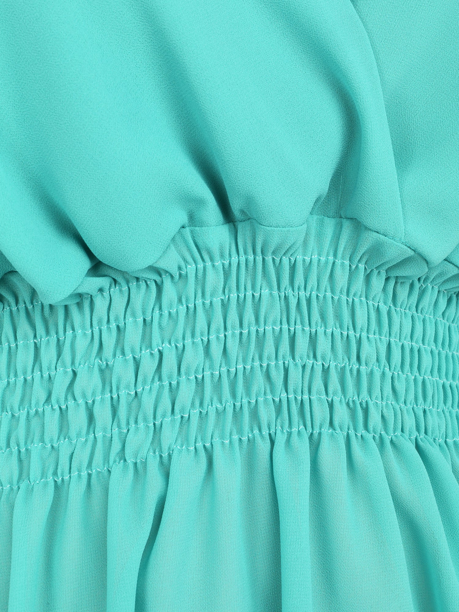 Top en voile à épaules volantées - Turquoise - 3