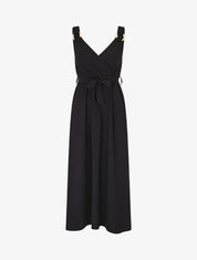 Robe longue élastiquée à bretelles avec anneaux - Noir - 4